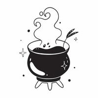Glossy Witchs Brew Background with Cauldron concept as A glossy dark background featuring a bubbling cauldron with glowing magical smoke swirling upwards ideal for Halloween themed pure vector