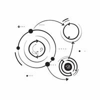 Glowing abstract concentric circles representing workflow automation concept as A top down shot of glowing abstract concentric circles symbolizing workflow automation and process e pure vector