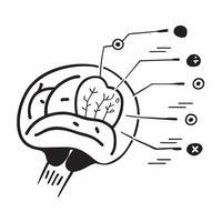 Glowing abstract brain with neural connections representing AI driven management concept as A dynamic close up shot of a glowing abstract brain with neural connections symbolizing pure vector