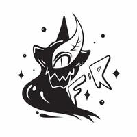 Glowing Abstract Demon with Fear Text concept as A sleek glowing abstract digital art featuring a demon with the word Fear in a bold spooky font The scene is isolated on a dark ba pure vector