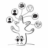 Glowing Abstract Family Tree with Grandparents and Grandchildren concept as A dynamic digital art banner depicting a glowing family tree with abstract icons representing grandparen pure Set 4 vector
