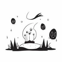 Glowing Abstract Haunted Forest concept as A dynamic glowing abstract digital art depicting a haunted forest with eerie glowing trees and floating orbs The scene is ideal for Hall pure vector