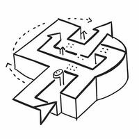 Glowing abstract maze representing strategic planning concept as An overhead shot of a glowing abstract maze with vibrant paths symbolizing strategic planning and decision making i pure vector