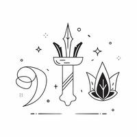 Glowing Abstract Lotus and Sword concept as A serene glowing abstract digital art featuring a lotus and sword symbolizing purity and victory during Dussehra Ideal for spiritual an pure vector