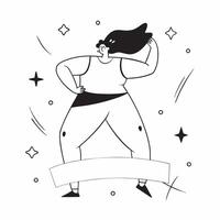 Glowing Abstract Plus Size Model in Fitness Pose concept as A dynamic glowing abstract digital art banner showcasing a plus size model in a powerful fitness pose The design featur pure vector