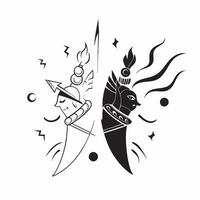 Glowing Abstract Ravana and Rama Battle concept as A dynamic glowing abstract digital art capturing the battle between Rama and Ravana with swirling energy and vibrant light effect pure vector