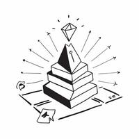 Glowing abstract pyramid representing organizational hierarchy concept as An overhead shot of a glowing abstract pyramid symbolizing organizational hierarchy and operational struct pure vector