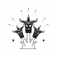 Glowing Abstract Ravanas Heads and Light concept as A striking glowing abstract digital art featuring the heads of Ravana illuminated by a radiant light symbolizing his symbolic fa pure vector