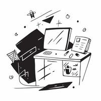 Glowing Home Office Desk with Abstract Digital Art concept as A photo featuring a home office desk with a glowing finish and an abstract digital art background The image emphasize pure Set 4 vector
