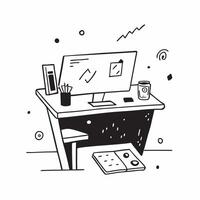Glowing Home Office Desk with Abstract Digital Art concept as A photo featuring a home office desk with a glowing finish and an abstract digital art background The image emphasize pure vector