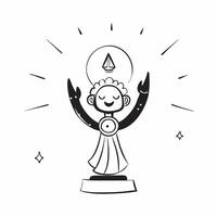 Goddess Durga Statue Illuminated concept as Mid shot of a statue of Goddess Durga illuminated with soft glowing lights during Dussehra with a glossy finish on the statue emphasizin pure vector