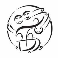 Grandparents and Grandchildren Circle with Unity Text concept as An abstract of a circle formed by icons representing grandparents and grandchildren with the word Unity in a pure Set 2 vector