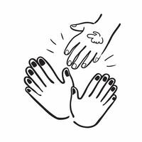 Grandparents and Grandchildren Hands with Support Text concept as An abstract featuring two hands representing grandparents and grandchildren with the word Support in a clea pure vector