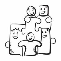 Grandparents and Grandchildren Puzzle Pieces with Connection Text concept as An abstract showing two puzzle pieces representing grandparents and grandchildren with the word pure Set 2 vector