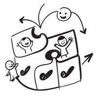 Grandparents and Grandchildren Puzzle with Growth Text concept as An abstract showing a puzzle piece with icons representing grandparents and grandchildren with the word Gro pure vector