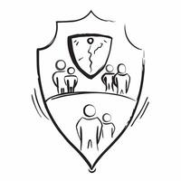 Grandparents and Grandchildren Shield with Protection Text concept as An abstract featuring a shield with icons representing grandparents and grandchildren with the word Pro pure Set 2 vector
