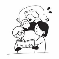 Grandparents Reading to Grandchildren on the Couch concept as A candid image of grandparents reading a storybook to their grandchildren on a cozy couch The scene captures the atte pure Set 2 vector