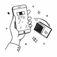 Hand holding a mobile phone with holographic banking app and copy space concept as Camera movement Zoom into the hand holding the mobile phone displaying a holographic banking app pure Set 4 vector