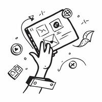 Hand holding tablet with holographic productivity icons and copy space for Sharad Purnima concept as Camera movement Zoom into the hand holding a tablet with glowing holographic pr pure vector