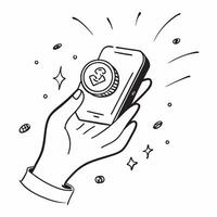 Hand Holding Mobile Phone with Holographic AI Icon and Machine Learning Icon concept as A photo depicting a hand holding a mobile phone with a glossy glowing holographic AI icon an pure Set 2 vector