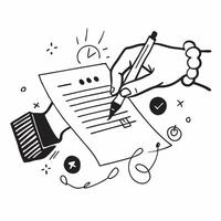Hand signing contract with glowing holographic legal icons and copy space for Sharad Purnima concept as Camera movement Zoom into the hand signing a contract with glowing holograph pure vector