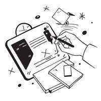 Hand signing a digital document on a tablet with holographic elements and copy space concept as Camera movement Zoom into the hand signing the document on the tablet screen Scene pure Set 2 vector