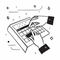 Hands on Abstract Glossy Keyboard with Abstract Background concept as Hands typing on an abstract glossy keyboard with an abstract digital background highlighting remote work techn pure Set 3 vector