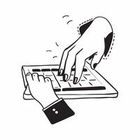 Hands Typing on Keyboard with Glossy Reflection concept as Hands typing on a keyboard with a glossy reflection on the desk highlighting productivity in a modern home office setup pure Set 3 vector