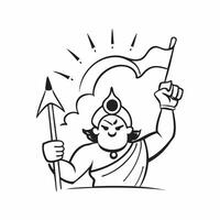Hanuman and Ram Flag Emblem concept as illustration of Hanuman holding a flag with Lord Rams emblem isolated on a white background representing devotion and loyalty with a m pure vector