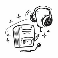 Headphones and Microphone Isolated concept as A image featuring headphones and a microphone isolated on a white background Perfect for representing audio and communication pure vector