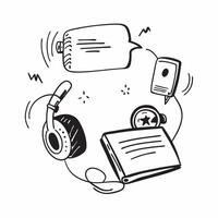 Headphones and notebook with Remote Work Essentials text in a border frame with copy space concept as Camera movement Zoom into the headphones and notebook with text Scene Clean a pure Set 2 vector