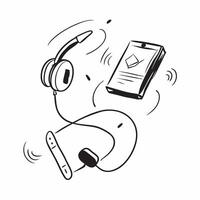 Headphones and Tablet with Remote Work Text concept as Headphones and a tablet with Remote Work text on a white background representing focus and note taking in remote work Camera pure Set 3 vector