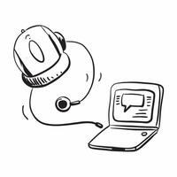 Headset and Laptop with Remote Work Text concept as A headset and laptop with Remote Work text on a white background representing communication and work tools in remote work Camer pure Set 3 vector