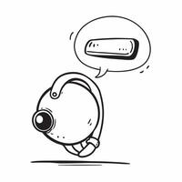 Headset with Speech Bubble concept as A sleek headset with a speech bubble above it symbolizing clear communication during virtual meetings isolated on a white background for easy pure vector