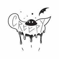 Holographic Bat and Spider with Creepy Text concept as A sleek holographic bat and spider with the word Creepy in a dripping eerie font The design is isolated on a white balance b pure vector