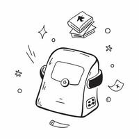 Holographic Backpack with Floating Education Icons concept as A holographic backpack with glowing floating education icons symbolizing the future of learning with ample copy space pure vector