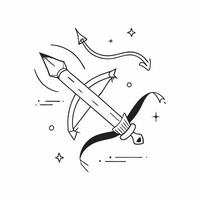 Holographic Bow and Quiver with Courage Text concept as A dynamic photo featuring a glowing holographic bow and quiver symbolizing the courage of Rama in the Dussehra story The de pure Set 2 vector