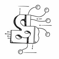 Holographic Dollar and Circuit Board concept as An abstract depicting a holographic dollar sign intertwined with a circuit board pattern representing the integration of fina pure vector