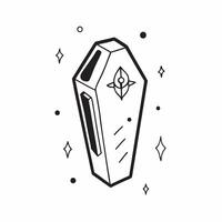 Holographic Coffin and Rose with Eternal Text concept as A sleek holographic coffin and rose with the word Eternal in a sophisticated eerie font The design is isolated on a white pure vector