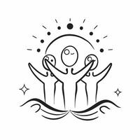 Holographic Family Harmony with Glowing Waves concept as A holographic image of a family surrounded by glowing waves symbolizing harmony and balance within family diversity isolate pure vector