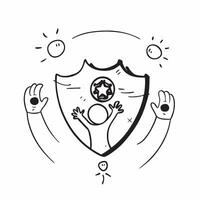 Holographic Family Shield with Glowing Safety Symbol concept as A sleek copy space photo featuring a holographic shield with an interracial family and a glowing safety symbol repre pure vector