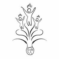 Holographic Family Tree with Glowing Roots concept as A glossy holographic image of a family tree with glowing roots symbolizing strong family ties and diversity isolated on a whit pure Set 2 vector