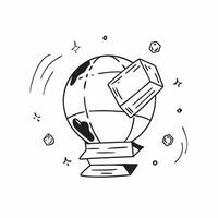 Holographic Globe with Floating Books concept as A holographic globe with glowing floating books around it symbolizing global education in the digital age with ample copy space on pure vector
