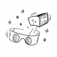 Holographic Glasses with Floating Text concept as A pair of futuristic holographic glasses with floating text symbols representing augmented reality in education with ample copy sp pure vector