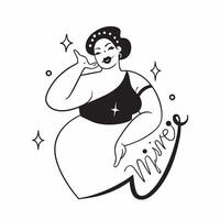Holographic Plus Size Model with Inspire Text concept as A sleek glossy holographic image featuring a plus size model with the word Inspire in an elegant font The design includes pure vector