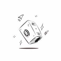Holographic speaker with floating elements concept as A futuristic speaker with floating holographic elements softly highlighted by ambient light isolated on a clean white backgrou pure vector
