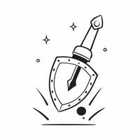Holographic Sword and Shield with Valor Text concept as A bold photo featuring a glowing holographic sword and shield symbolizing the valor and bravery in the Dussehra story The d pure vector