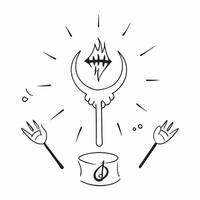 Holographic Trident and Drum with Power Text concept as A powerful photo featuring a glowing holographic trident and drum symbolizing the divine power in Dussehra celebrations The pure vector