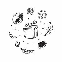 Homemade food items with World Food Day text isolated on white concept as Camera movement Zoom into the homemade food items Scene Isolated white background Detail Emphasizing hom pure vector