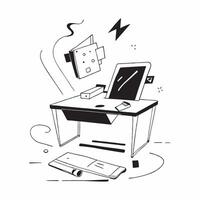 Home Office Desk with Abstract Digital Art and Glossy Finish concept as A photo depicting a home office desk with an abstract digital art background and a glossy finish The image pure Set 3 vector